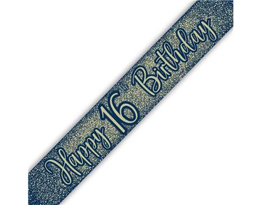9ft 16TH BIRTHDAY NAVY AND GOLD BANNER