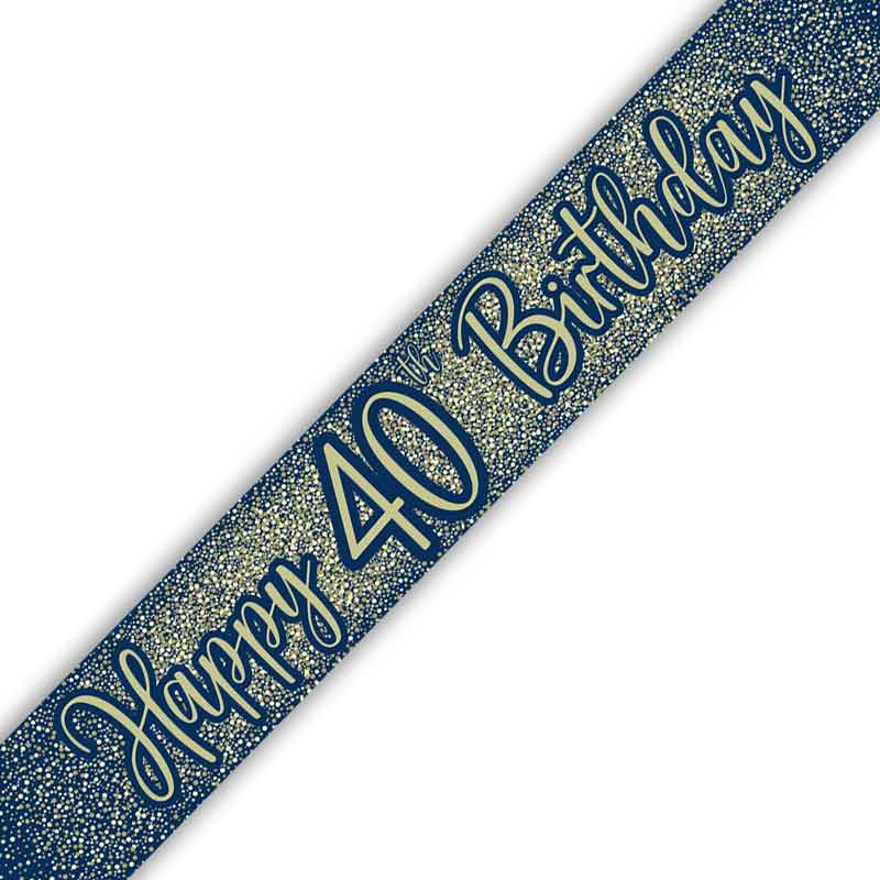 9ft 40TH BIRTHDAY NAVY AND GOLD BANNER