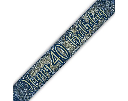 9ft 40TH BIRTHDAY NAVY AND GOLD BANNER