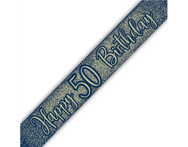 9ft 50TH BIRTHDAY NAVY AND GOLD BANNER