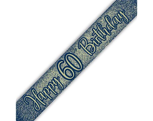 9ft 60TH BIRTHDAY NAVY AND GOLD BANNER