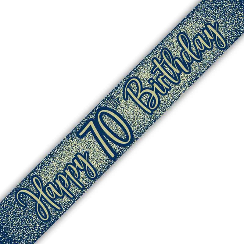 9ft 70TH BIRTHDAY NAVY AND GOLD BANNER