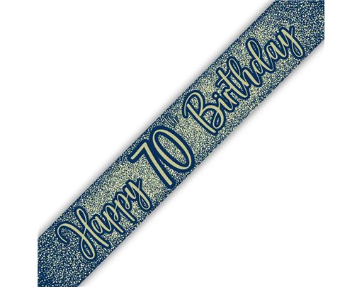 9ft 70TH BIRTHDAY NAVY AND GOLD BANNER