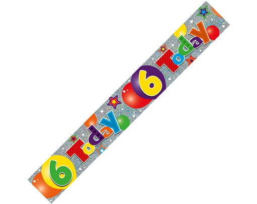 9FT 6TH BIRTHDAY HOLOGRAPHIC BANNER