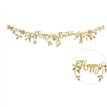 1.3m PINK AND GOLD HAPPY BIRTHDAY FLOWERS BANNER