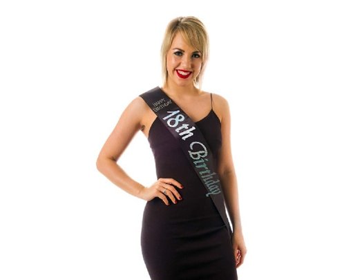 BLACK SATIN18TH BIRTHDAY SASH