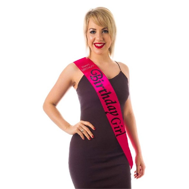 PINK DIAMANTE BIRTHDAY GIRL SASH