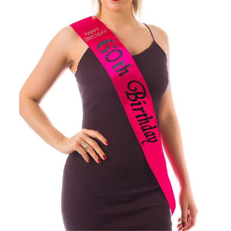 HOT PINK 60TH BIRTHDAY SASH