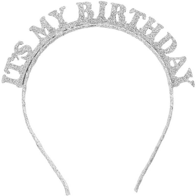 SILVER 'IT'S MY BIRTHDAY' BIRTHDAY GLITTER HEADBAND