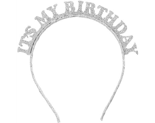 SILVER 'IT'S MY BIRTHDAY' BIRTHDAY GLITTER HEADBAND