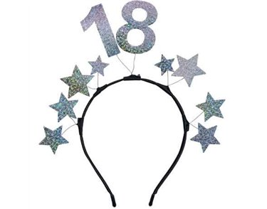 AGE 18 HEADBAND WITH SILVER STARS