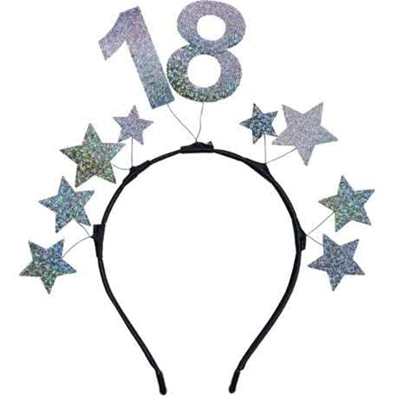 AGE 18 HEADBAND WITH SILVER STARS