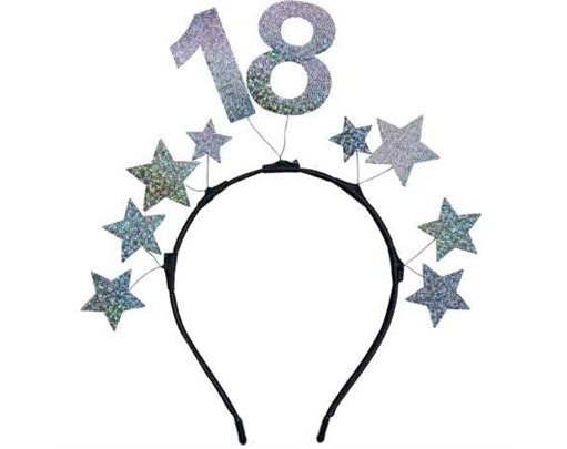 AGE 18 HEADBAND WITH SILVER STARS