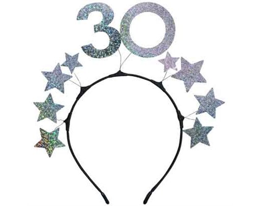 AGE 30 HEADBAND WITH SILVER STARS