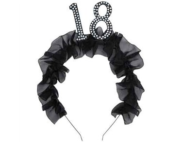 AGE 18 HEADBAND WITH RUFFLES AND PEARLS