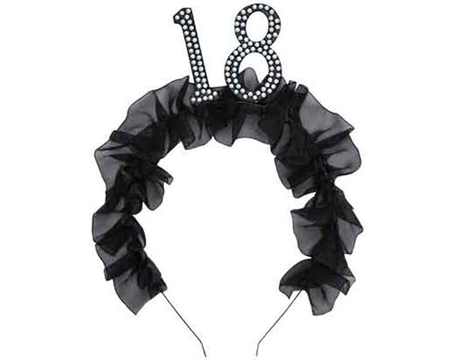 AGE 18 HEADBAND WITH RUFFLES AND PEARLS