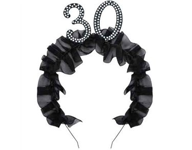 AGE 30 HEADBAND WITH RUFFLES AND PEARLS
