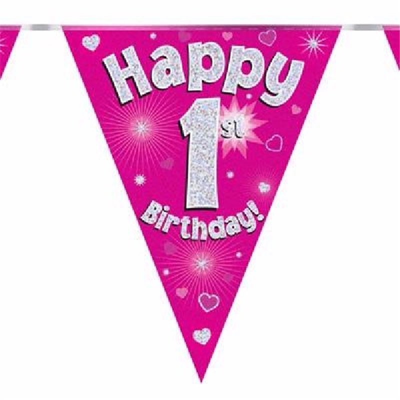 3.9M HAPPY 1ST BIRTHDAY PINK BUNTING