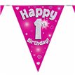3.9M HAPPY 1ST BIRTHDAY PINK BUNTING