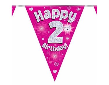 3.9M 2ND BIRTHDAY PINK BUNTING