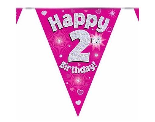 3.9M 2ND BIRTHDAY PINK BUNTING