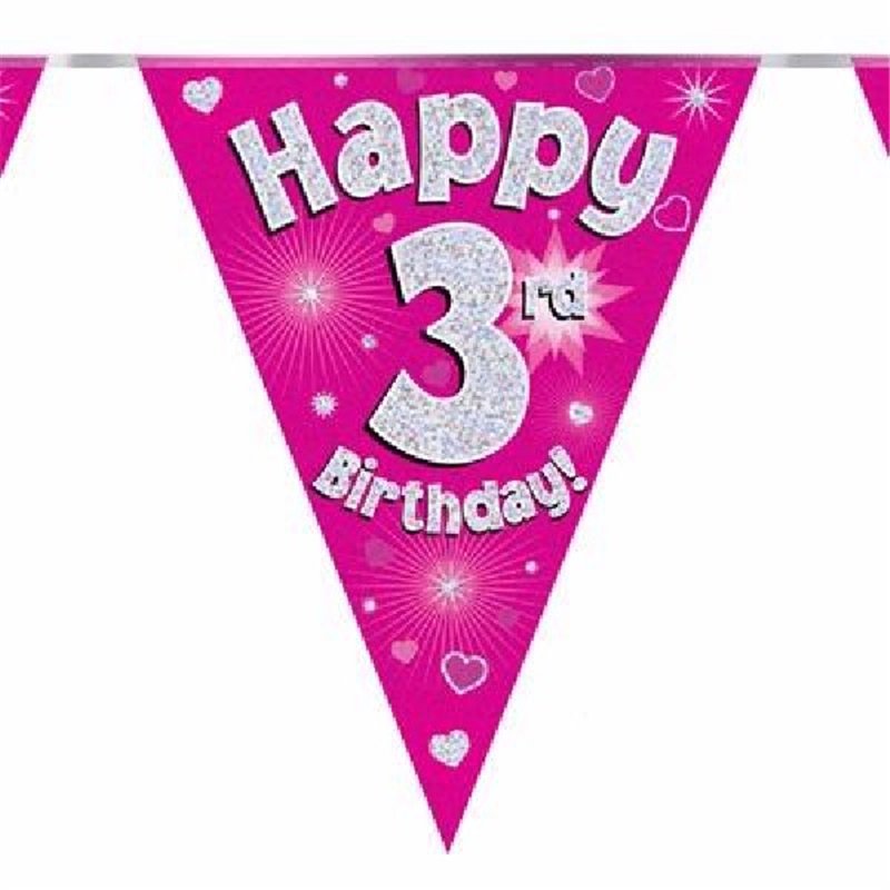 3.9M 3RD BIRTHDAY PINK BUNTING