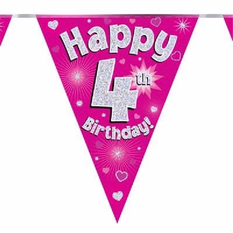 3.9M 4TH BIRTHDAY PINK BUNTING