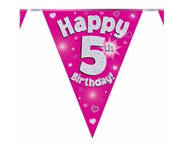 3.9M 5TH BIRTHDAY PINK BUNTING