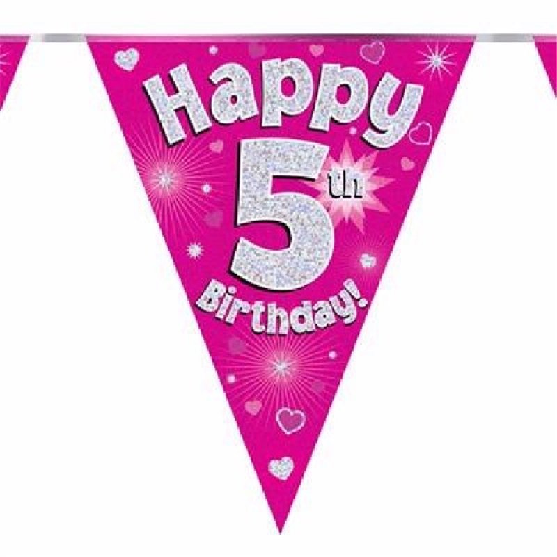 3.9M 5TH BIRTHDAY PINK BUNTING