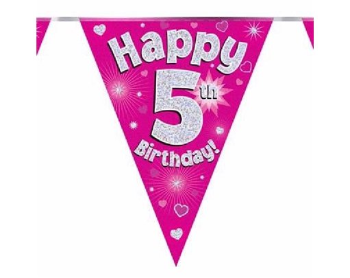 3.9M 5TH BIRTHDAY PINK BUNTING