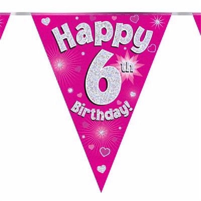 3.9M 6TH BIRTHDAY PINK BUNTING