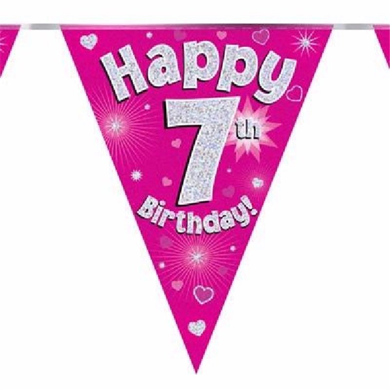 3.9M 7TH BIRTHDAY PINK BUNTING