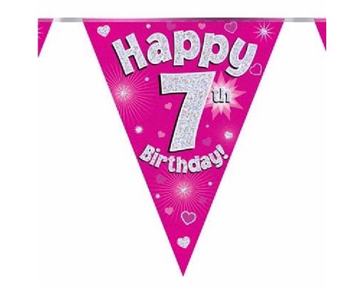3.9M 7TH BIRTHDAY PINK BUNTING