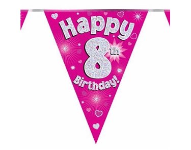 3.9M 8TH BIRTHDAY PINK BUNTING