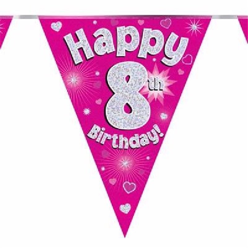 3.9M 8TH BIRTHDAY PINK BUNTING