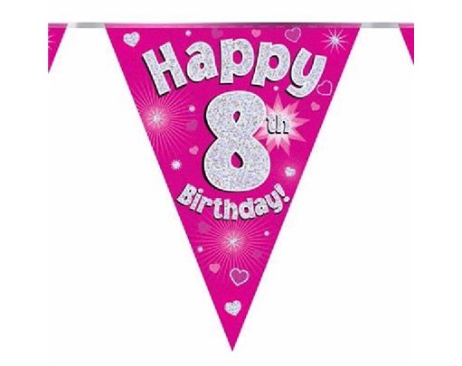 3.9M 8TH BIRTHDAY PINK BUNTING