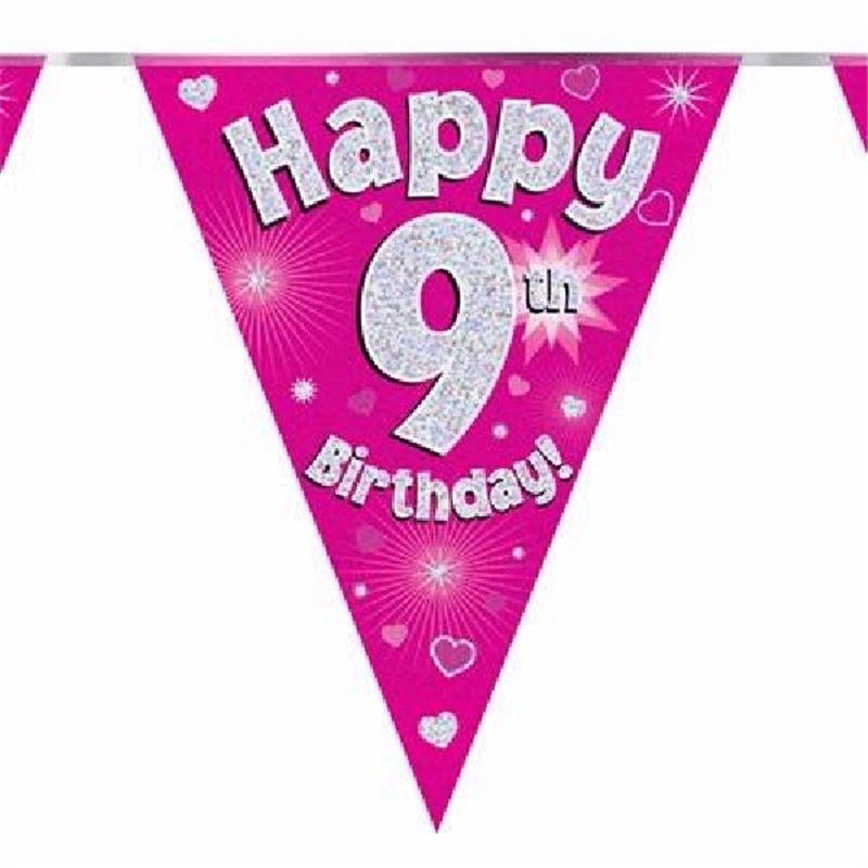 3.9M 9TH BIRTHDAY PINK BUNTING