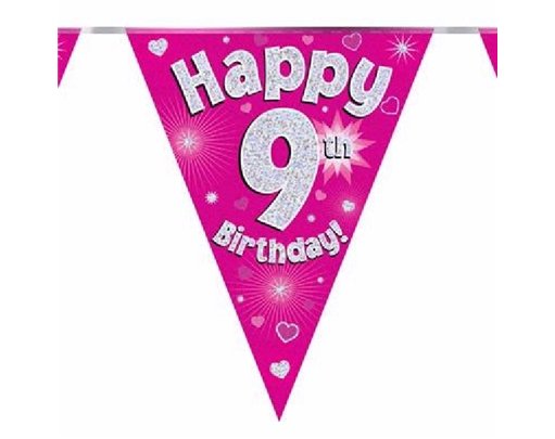 3.9M 9TH BIRTHDAY PINK BUNTING