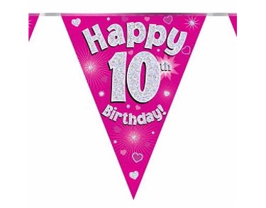 3.9M 10TH BIRTHDAY PINK BUNTING