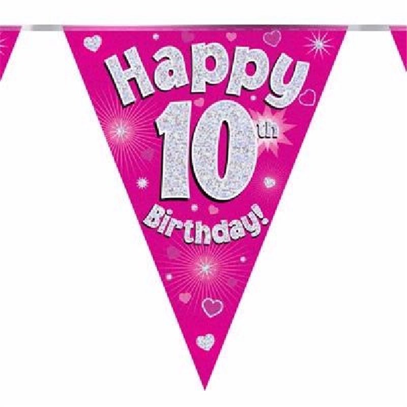 3.9M 10TH BIRTHDAY PINK BUNTING