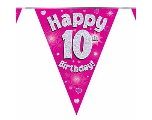 3.9M 10TH BIRTHDAY PINK BUNTING