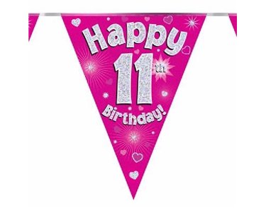 3.9M 11TH BIRTHDAY PINK BUNTING