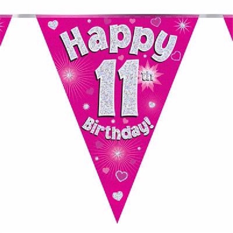 3.9M 11TH BIRTHDAY PINK BUNTING