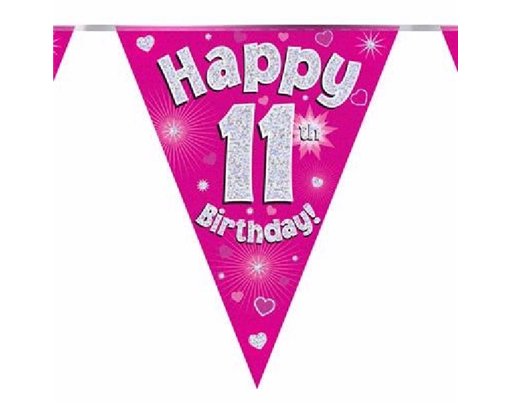 3.9M 11TH BIRTHDAY PINK BUNTING
