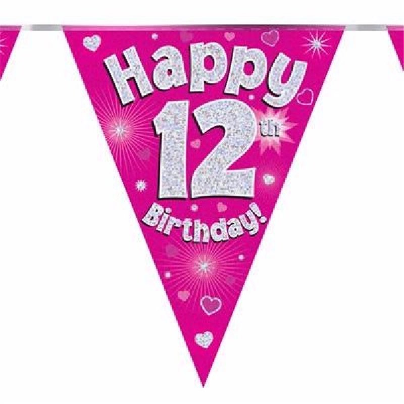 3.9M 12TH BIRTHDAY PINK BUNTING