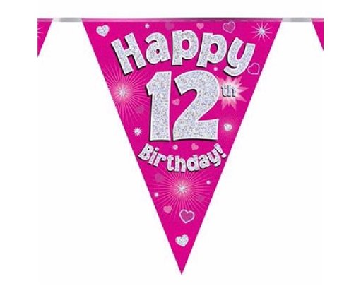 3.9M 12TH BIRTHDAY PINK BUNTING