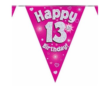3.9M 13TH BIRTHDAY PINK BUNTING