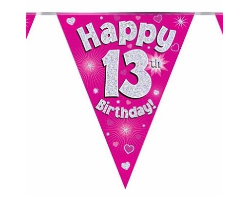 3.9M 13TH BIRTHDAY PINK BUNTING
