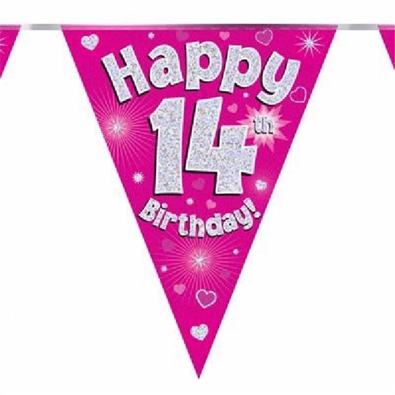 3.9M 14TH BIRTHDAY PINK BUNTING