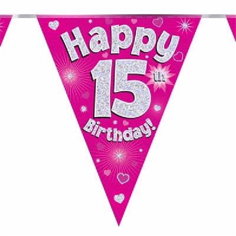3.9M 15TH BIRTHDAY PINK BUNTING